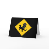 Road Sign- Dragon Greeting Card- Blank