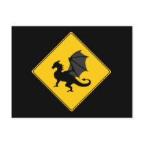 Road Sign- Dragon Postcard