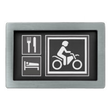 Road Sign Icons - EAT SLEEP RIDE! Motorcycle Racer Belt Buckles