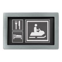 Road Sign Icons - EAT SLEEP Snowmobile MotorSports Belt Buckle