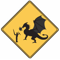 Road Sign- Knight & Dragon Cut Out Sculpture photo sculptures