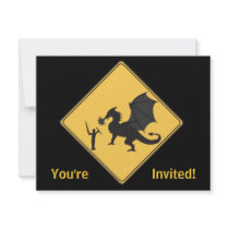 Road Sign- Knight & Dragon Invitation by warrior_woman Road Sign- Knight & Dragon Invitation