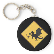 Road Sign- Knight & Dragon Keychain