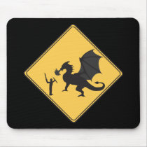 Road Sign- Knight & Dragon Mousepad