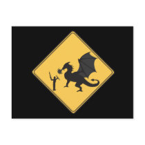 Road Sign- Knight & Dragon Postcard