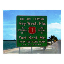Road Sign Leaving Key West, Florida Vintage Postcard
