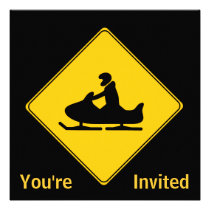 Road Sign- Snowmobile invitations