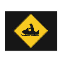 Road Sign- Snowmobile Postcard