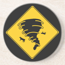 Road Sign- Tornado Drink Coaster