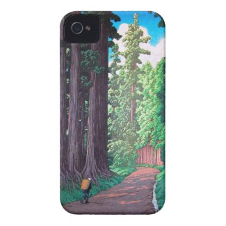 Road to Nikko Hasu Kawase forest shin hanga scene iPhone 4 Case-Mate Cases