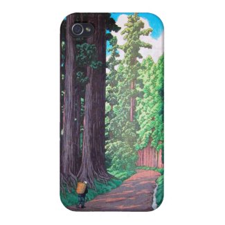 Road to Nikko Hasu Kawase forest shin hanga scene Case For iPhone 4