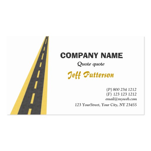 Road Travel Traveling Business Card Template (front side)