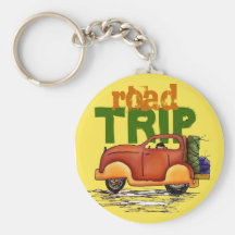 Road Trip Red Vehicle Yellow Sky Key Chain Ring
