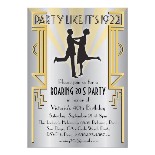 Roaring 20's Art Deco Charleston Party Invitation 5