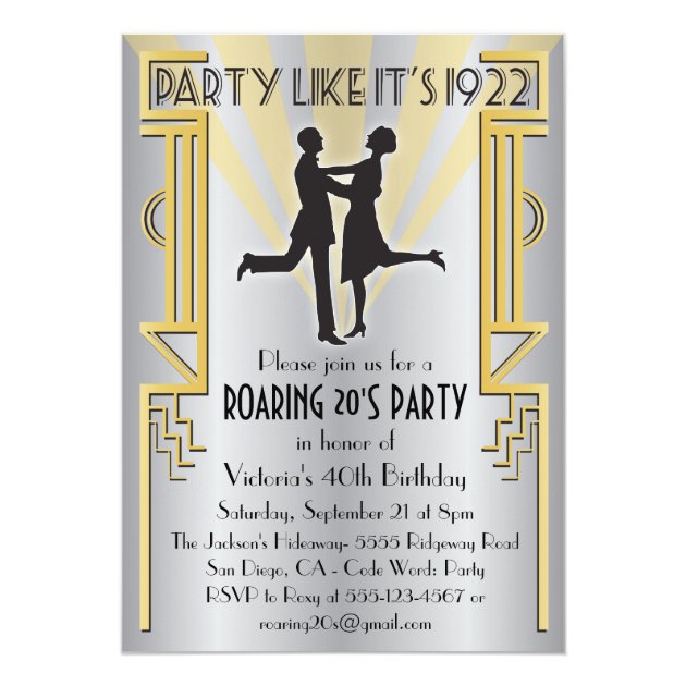 Roaring 20's Art Deco Charleston Party Invitation