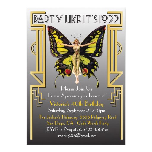 Roaring 20's Art Deco Flapper Party Invitation