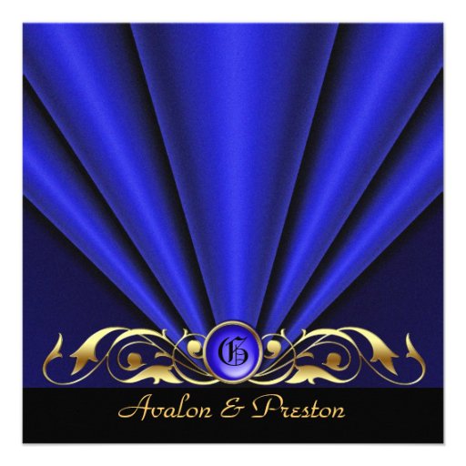 Roaring 20's Blue Art Deco Bridal Shower Personalized Announcement