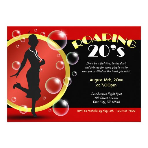 Roaring 20's Flapper Girl Giggle Water Invitations