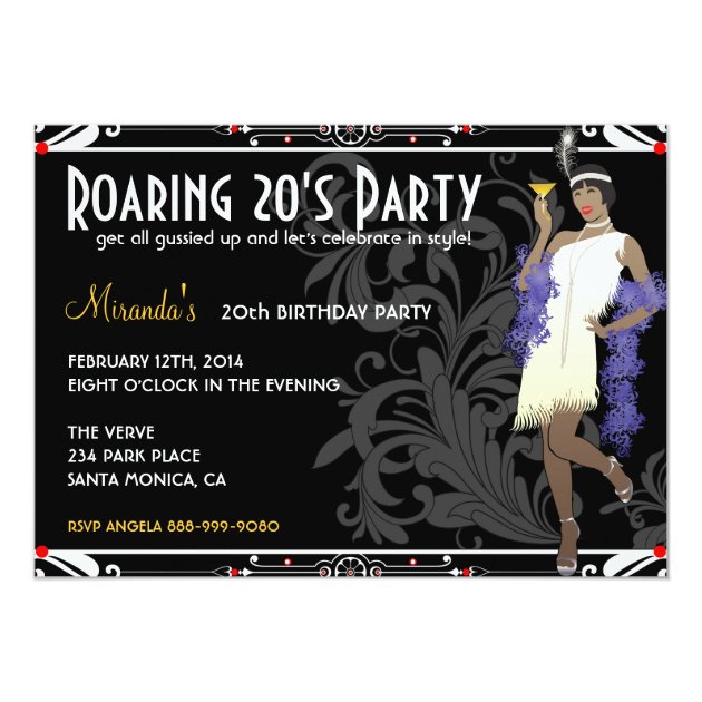 Roaring 20's Flapper Girl Retro Invitations