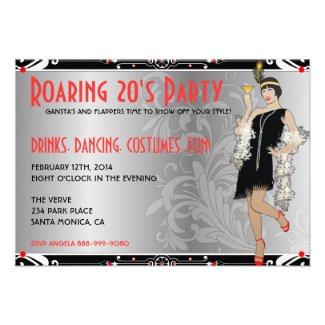 Roaring 20's Flapper Girl Retro Invitations