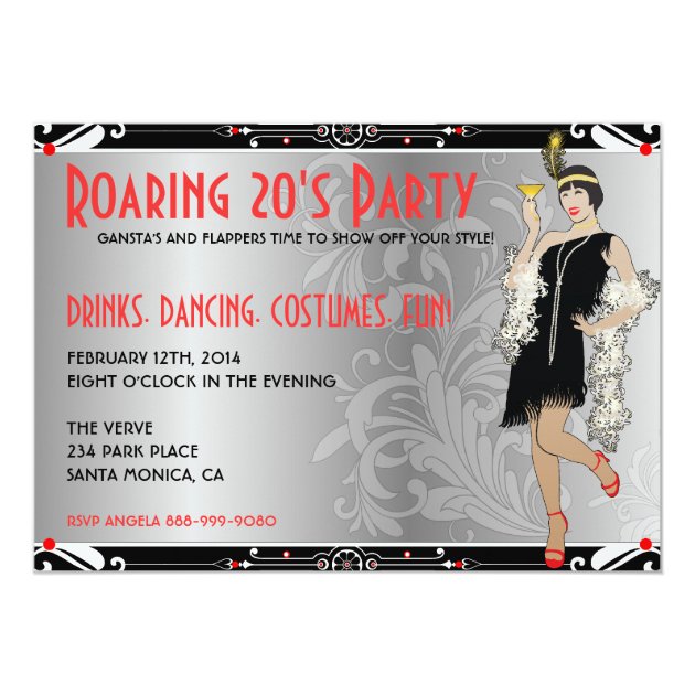 Roaring 20's Flapper Girl Retro Invitations