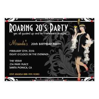 Roaring 20's Flapper Girl Retro Invitations