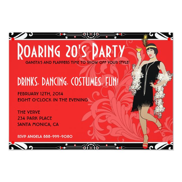 Roaring 20's Flapper Girl Retro Invitations