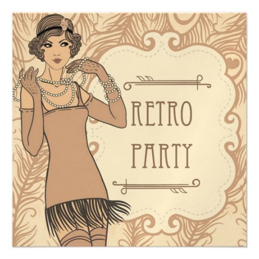Roaring 20's Flapper Girl Retro Party Invitations