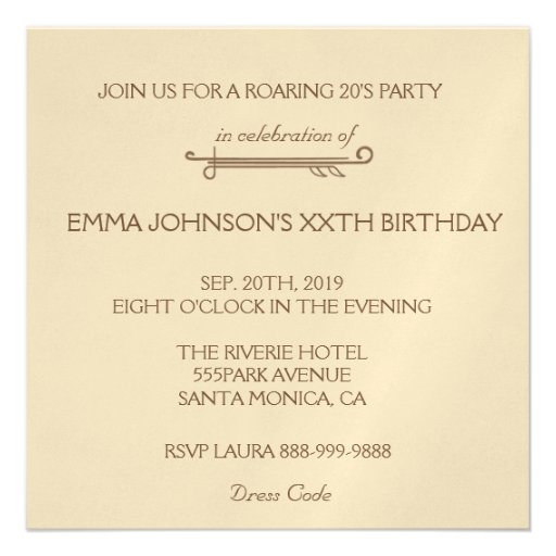 Roaring 20's Flapper Girl Retro Party Invitations
