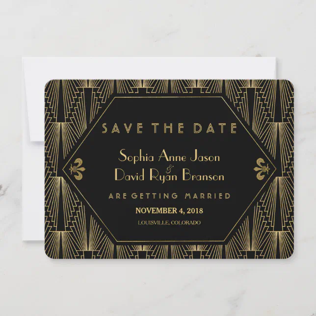 Roaring S Great Gatsby Art Deco Save The Date Zazzle