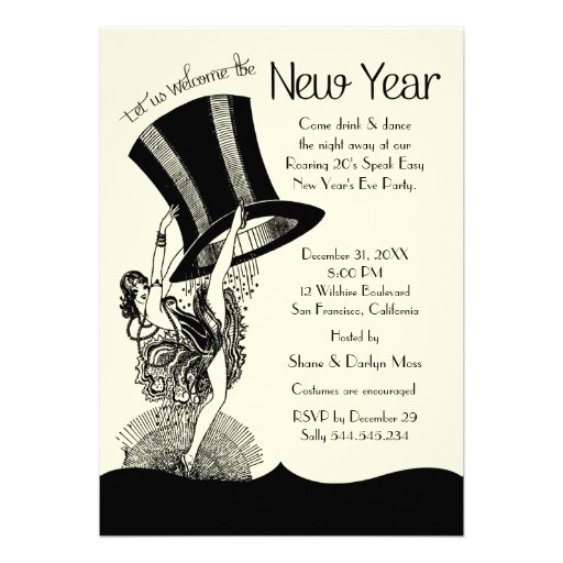 Roaring 20's New Year's Eve Party Announcements (front side)