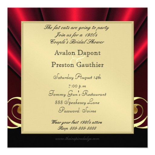 Roaring 20's Red Art Deco Bridal Shower Invitation