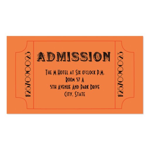 Roaring 20's Speakeasy Theme Party Tickets Business Card Templates (front side)