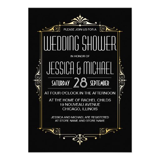 Roaring 20's Theme Wedding Shower | Art Deco Style Custom Announcements