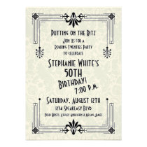 Roaring 20s Twenties Art Deco 50th Birthday Party Personalized Announcements