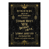 Roaring 20s Twenties Art Deco 50th Birthday Party Custom Announcements