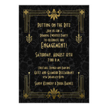 Roaring 20s Twenties Art Deco Engagement Party Card
