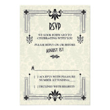 Roaring 20s Twenties Art Deco Wedding RSVP Card