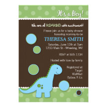 Roaring Dinosaur Baby Shower Invitations