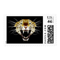 Roaring Leopard Head Cat Postage Stamp
