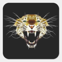 Roaring Leopard Head Cat Stickers