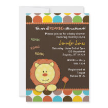 Roaring Lion Dots Baby Shower Invitation
