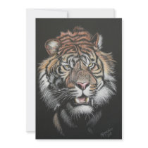 Roaring Tiger in Scratch Board Personalized Invite