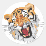 Roaring Tiger Round Sticker