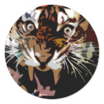 Roaring Tiger Round Stickers