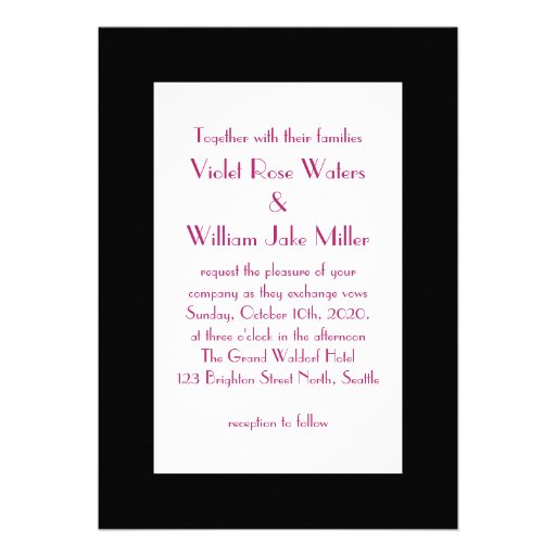 Roaring Twenties Fuchsia Wedding Invitation