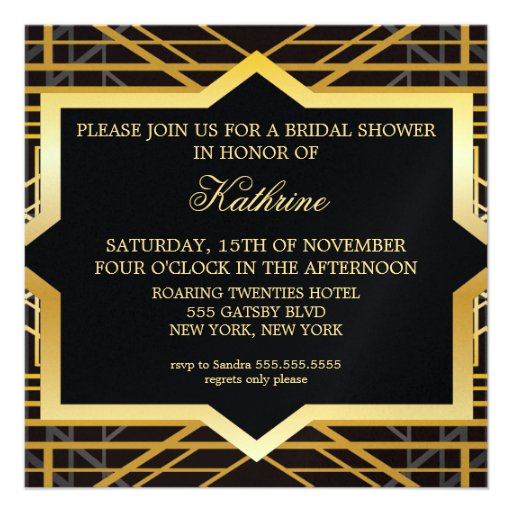 Roaring Twenties Gatsby Style Bridal Shower Invitation