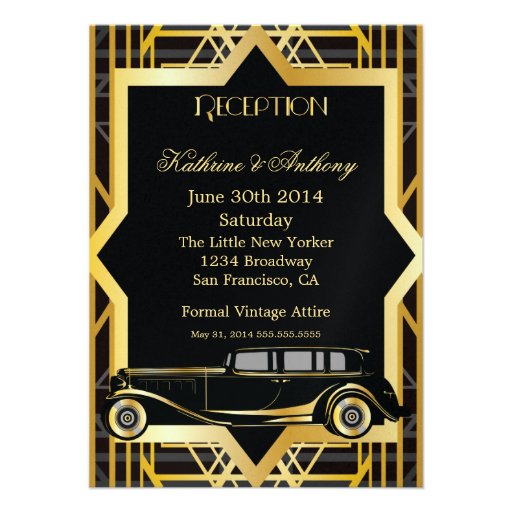 Roaring Twenties Gatsby Style Reception Custom Announcement