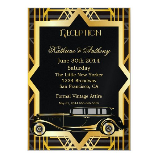Roaring Twenties Gatsby Style Reception 4 5 Quot X 6 25 Quot Invitation Card Zazzle Roaring 20s Invitation Template Free