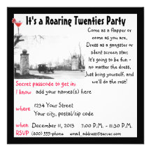 Roaring Twenties Prohibition Theme Party Personalized Announcement